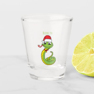 Copo De Shot Cobra verde-giro com desenho animado de chapéu de