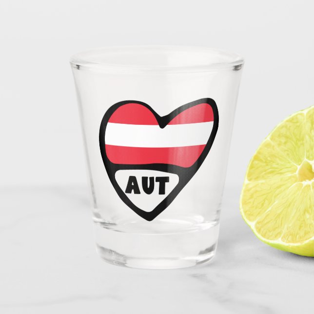 Copo De Shot Código do País Áustria Sinalizador Heart AUT (Frente)