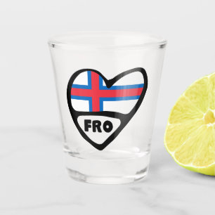 Copo De Shot Código do País das Ilhas Faroé Flag Heart, FRO
