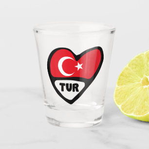 Copo De Shot Código do País Turquia Sinalizador Coração, TUR