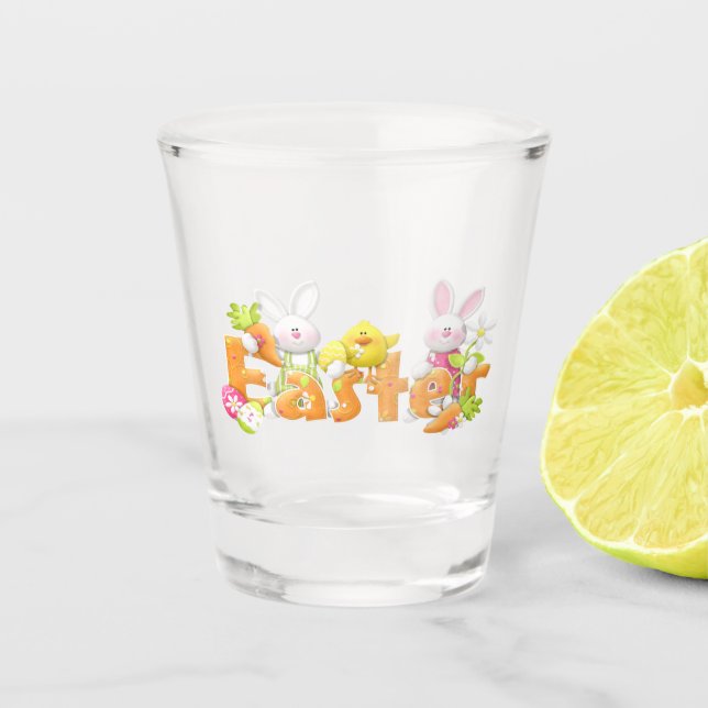 Copo De Shot Coelhinho de Páscoa e texto engraçado (Frente)