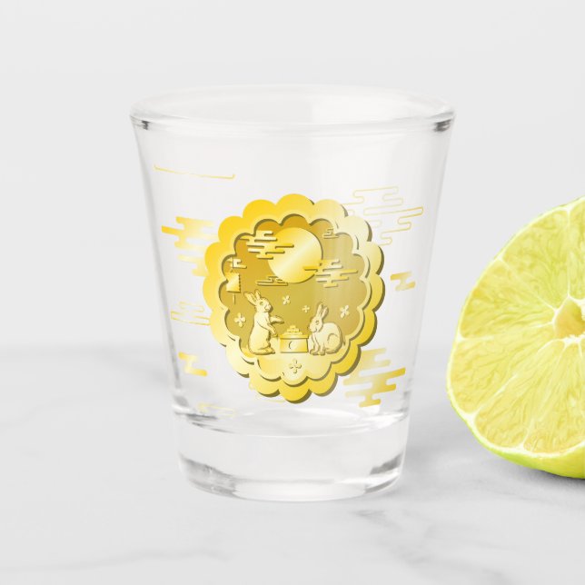 Copo De Shot Coelho da Lua Dourada do Festival de outono do méd (Frente)