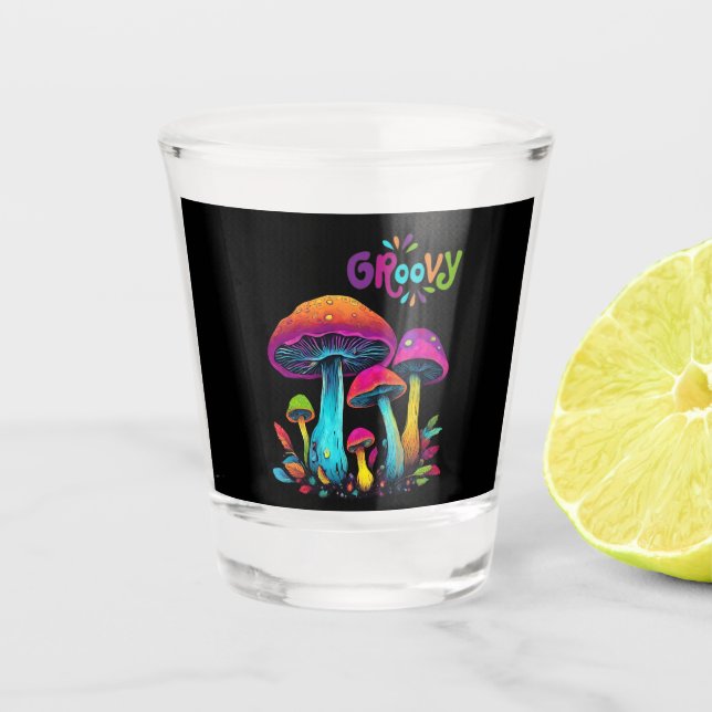 Copo De Shot Cogumelos Psicodélicos Coloridos- (Frente)