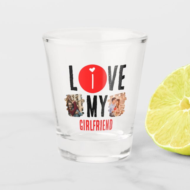 Copo De Shot Colagem de Fotografias Personalizada Única 2 Adoro (Frente)