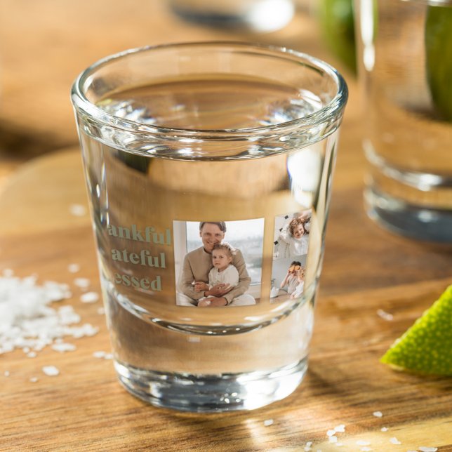 Copo De Shot Colagem Moderna Três Foto | Feliz Dia de Ação de G (Criador carregado)