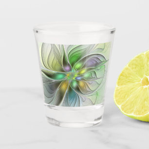 Copo De Shot Colorida Fantasy Flor Moderno Abstrato Fractal