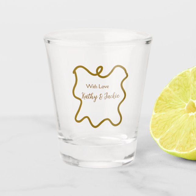 Copo De Shot Com amor adicionar nome do casal casamento frontei (Frente)