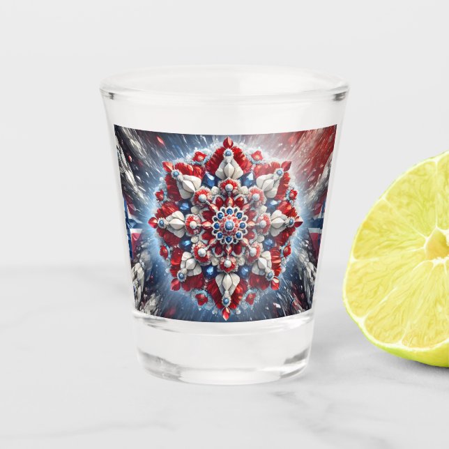 Copo de shot com Cores Norueguesas (Frente)