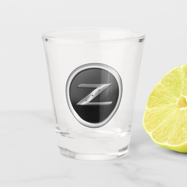 Copo de Shot com Emblema Prata Preto 350Z (Frente)