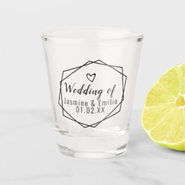 Copo de Shot com Logotipo Geométrico de Casamento 