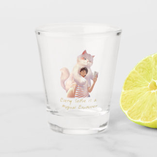 Copo De Shot Companion Café - Selfie com um Gato Gigante