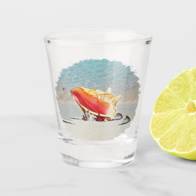 Copo De Shot Conch No Organizador Da Mesa De Azulejos Da Praia (Frente)