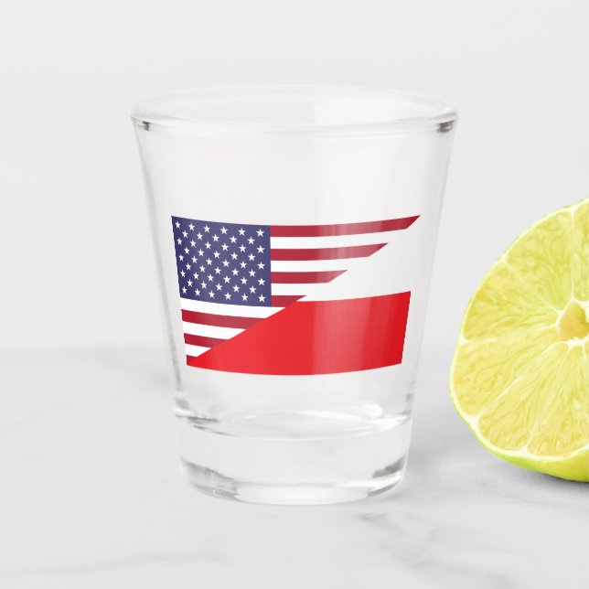 Copo De Shot Copo para Shot com Bandeira Polonesa Americana (Frente)