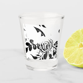 Copo De Shot Copo para Shot Floral Preto e Branco Elegante