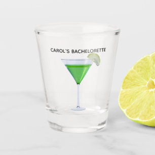 Copo De Shot Coquetel appletini verde com fatia de maçã