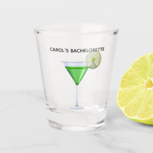 Copo De Shot Coquetel appletini verde com fatia de maçã