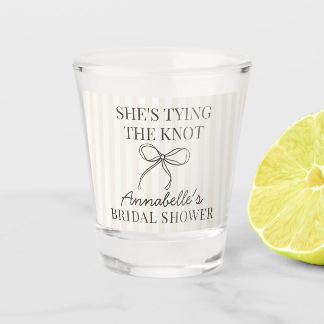 Copo De Shot Coquetele Preto Laço Bege Favor de Chuveiro de Noi (Frente)