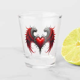 Copo De Shot Coração Alado Carmesim  Romance Gótico Elegante . 