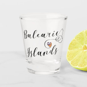 Copo De Shot Coração da bandeira de Balearic Island, o