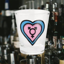 Copo De Shot Coração do Vidro de Foto do Orgulho Trans