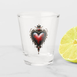Copo De Shot Coração Gótico Vermelho Vitoriano