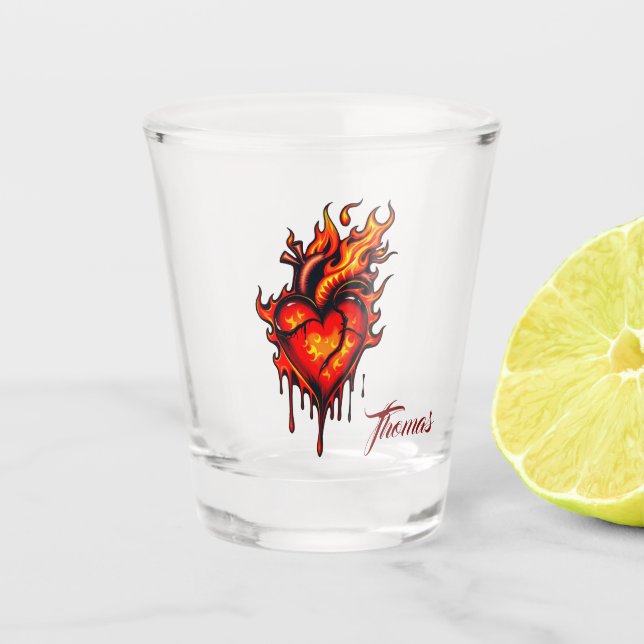 Copo De Shot Coração inflamável. (Frente)