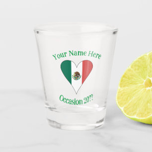 Copo De Shot Coração Personalizado da Bandeira Mexicana
