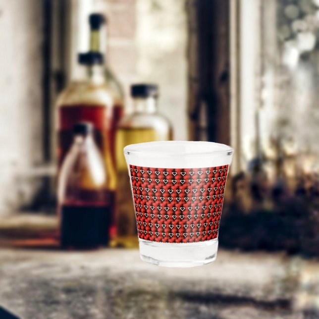 Copo De Shot Corações no Quadro de Verificação (Express a little love, when you gift this Hearts On Checkerboard Shot Glass!)