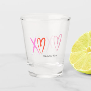 Copo De Shot Corações "XOXO" Coloridos Dia dos Namorados