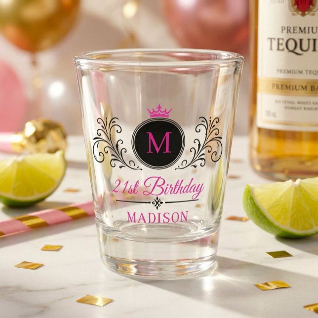 Copo De Shot Coroa de Nome Personalizado Divertido Cumpleaños M (Criador carregado)