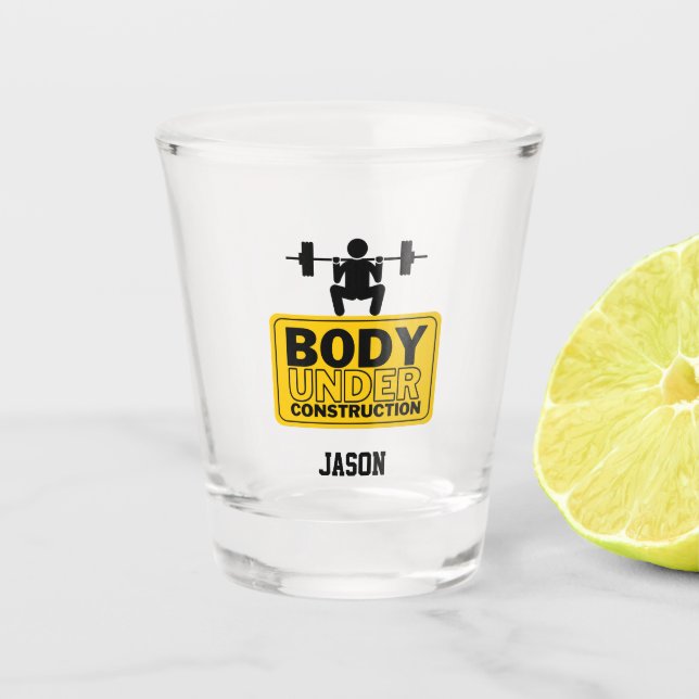 Copo De Shot Corpo Em Construção Nome Personalizado (Frente)