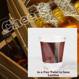 Copo De Shot Couro castanho faux com Zipper aberto