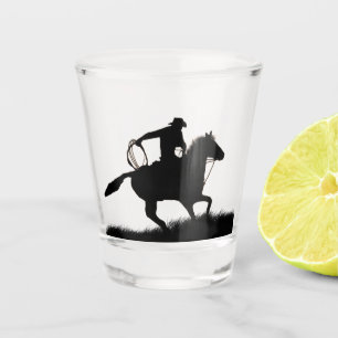 Copo De Shot Cowboy e Horse Country Ocidental Silhuetado