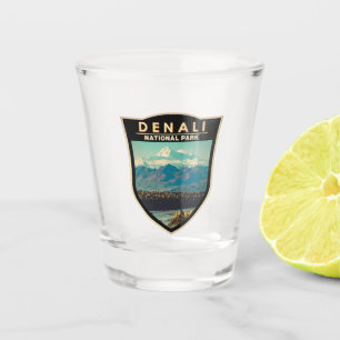 Copo De Shot Crachá de Aquarela do Parque Nacional Denali