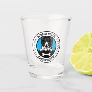 Copo De Shot Crachá de Ilustração de Peeking de Collie de Borda