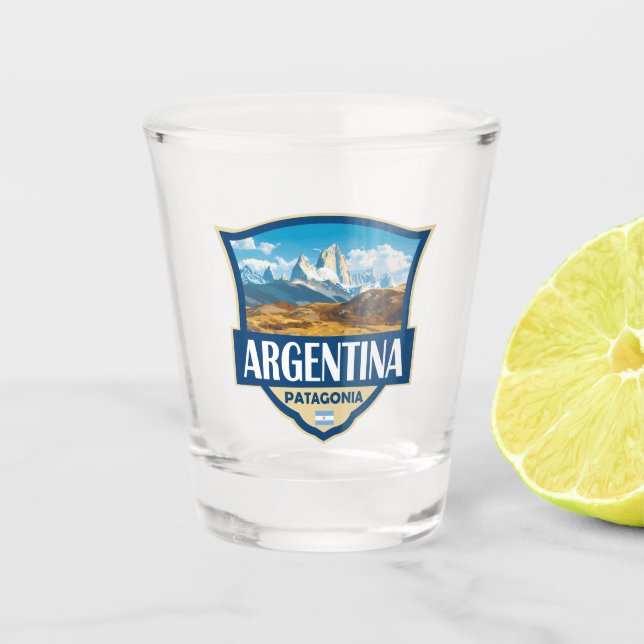 Copo De Shot Crachá Retro de Ilustração da Argentina (Frente)