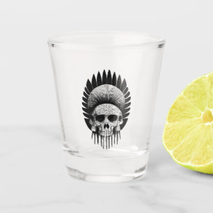 Copo De Shot Crânio Índio Negro E Branco