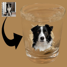 Copo De Shot Crie A Sua Própria Borda Do Cão Collie Foto Da Cab