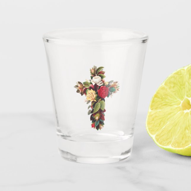 Copo De Shot Cruz de Rosas (Frente)