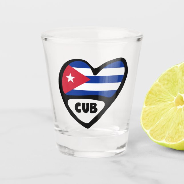 Copo De Shot Cuba Country Code Flag Heart, CUB (Frente)