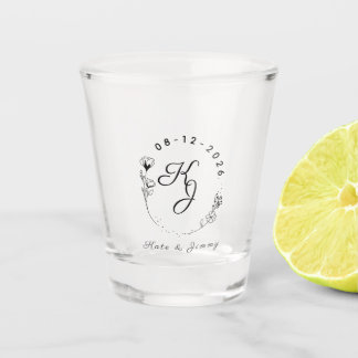 Copo De Shot Custom Monogram Name & Date Elegant Wedding