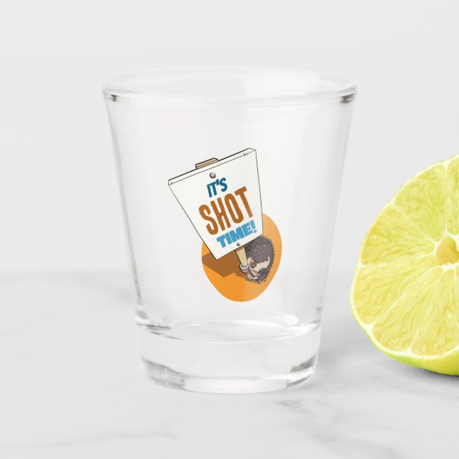 Copo De Shot Cute Hedgehog It's Shot Time! Picket Sign Cartoon (Frente)