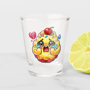 Copo De Shot Cute Kawaii Cupcake Triste Chorando com Adesivo Qu