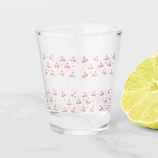 Copo De Shot Cute Pastel Pink Cherry Pattern Shot Glass