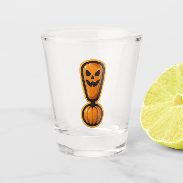 Copo De Shot Cute Pumpkin Halloween Exclamation Shot Glass (Frente)