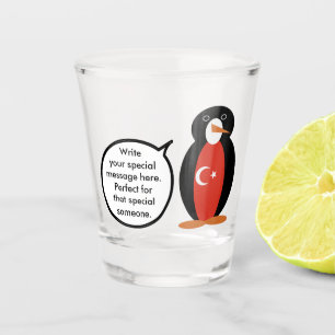 Copo de Shot da Sra. Pinguim Falante com a Bandeir