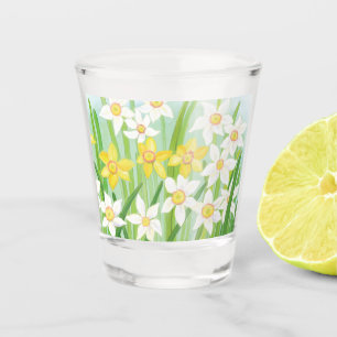 Copo De Shot Daffodils Amarelo e Branco na Primavera