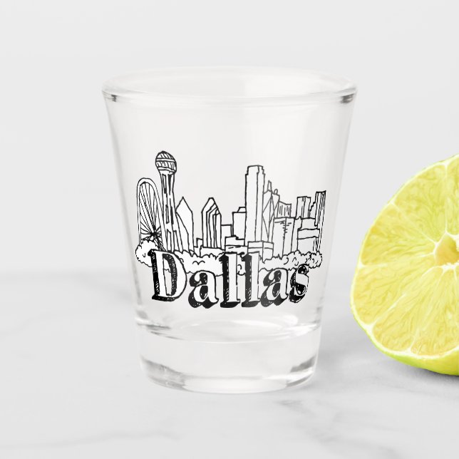 Copo De Shot Dallas Skyline Art Design Dallas Skyline Design (Frente)