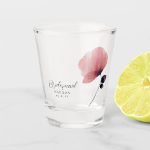Copo De Shot Dama de honra Aquarela Bege Papoula Personalizada 