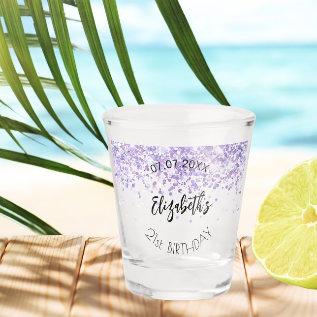 Copo De Shot data do nome do tofetti violeta de festa de aniver (Criador carregado)